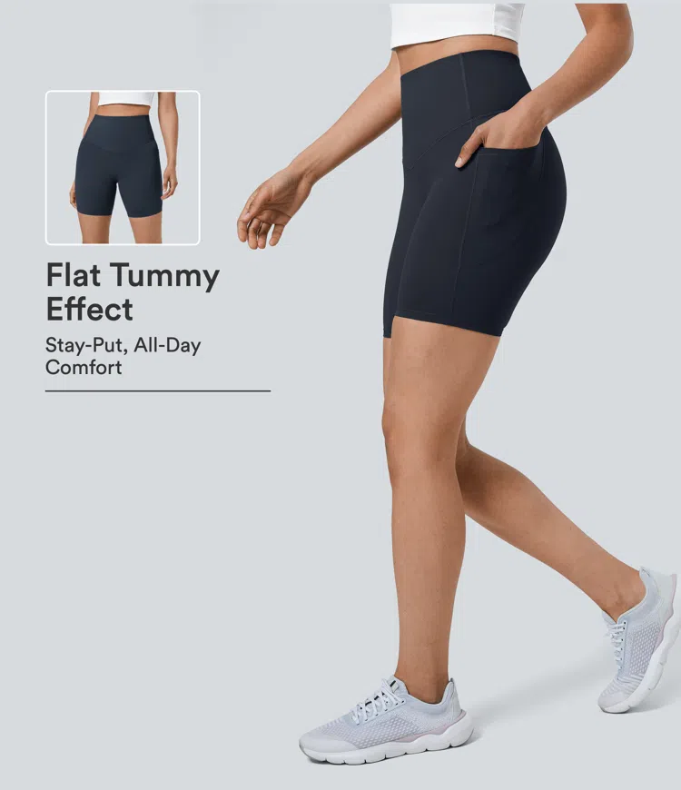 Halara UltraSculpt™ High Waisted Tummy Control Pocket Shaping Training Biker Shorts 7''