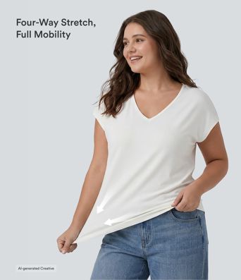 V-neck Short Sleeve Casual Plus Size T-Shirt V-neck Short Sleeve Casual Plus Size T-Shirt