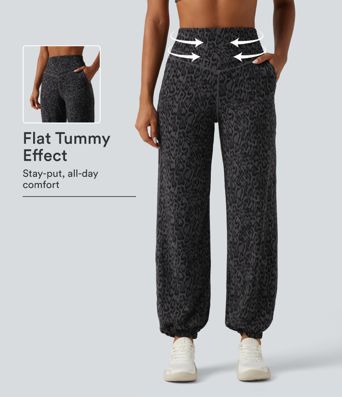 Halara UltraSculpt™ - Yoga-Jogginghose mit hohem Bund, Seitentaschen, Bauchkontrolle und Leopardenmuster Halara UltraSculpt™ - Yoga-Jogginghose mit hohem Bund, Seitentaschen, Bauchkontrolle und Leopardenmuster