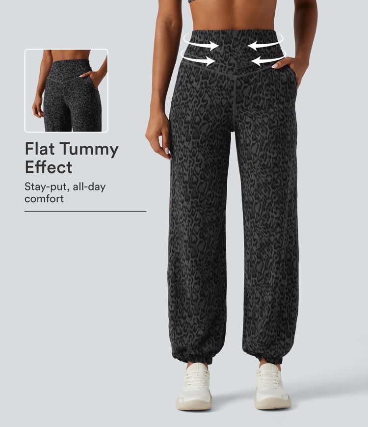 Halara UltraSculpt™ - Yoga-Jogginghose mit hohem Bund, Seitentaschen, Bauchkontrolle und Leopardenmuster Halara UltraSculpt™ - Yoga-Jogginghose mit hohem Bund, Seitentaschen, Bauchkontrolle und Leopardenmuster