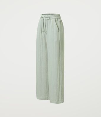 High Waisted Drawstring Pocket Wide Leg Baggy Casual Linen-Feel Pants High Waisted Drawstring Pocket Wide Leg Baggy Casual Linen-Feel Pants