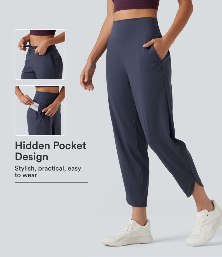 Hoch geschnittene Laufhosen mit innenliegendem Kordelzug, verkürzter Länge und geschwungenem Saum - InstantCool, schnelltrocknend, mit Taschen - UPF50+ Hoch geschnittene Laufhosen mit innenliegendem Kordelzug, verkürzter Länge und geschwungenem Saum - InstantCool, schnelltrocknend, mit Taschen - UPF50+