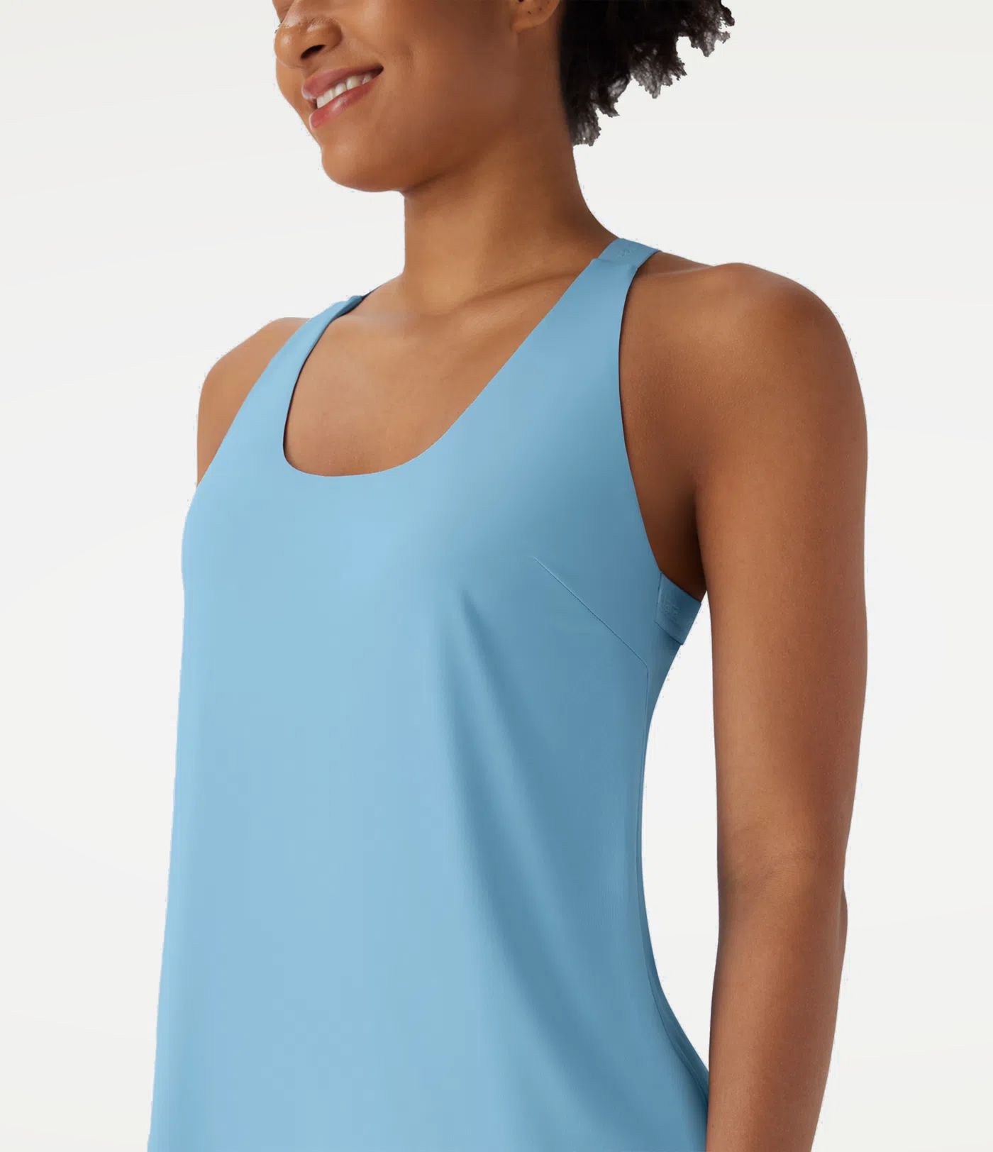 U Neck Curved Hem InstantCool Yoga Tank Top-UPF50+