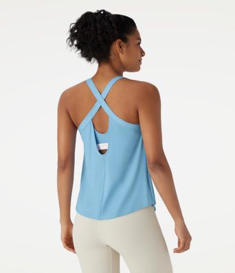 U Neck Curved Hem InstantCool Yoga Tank Top-UPF50+