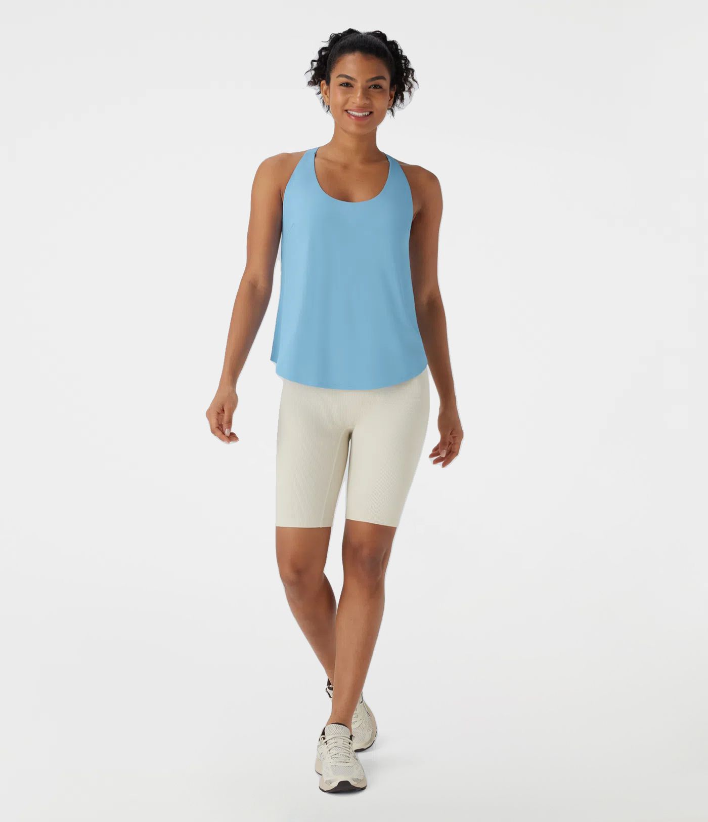 U Neck Curved Hem InstantCool Yoga Tank Top-UPF50+