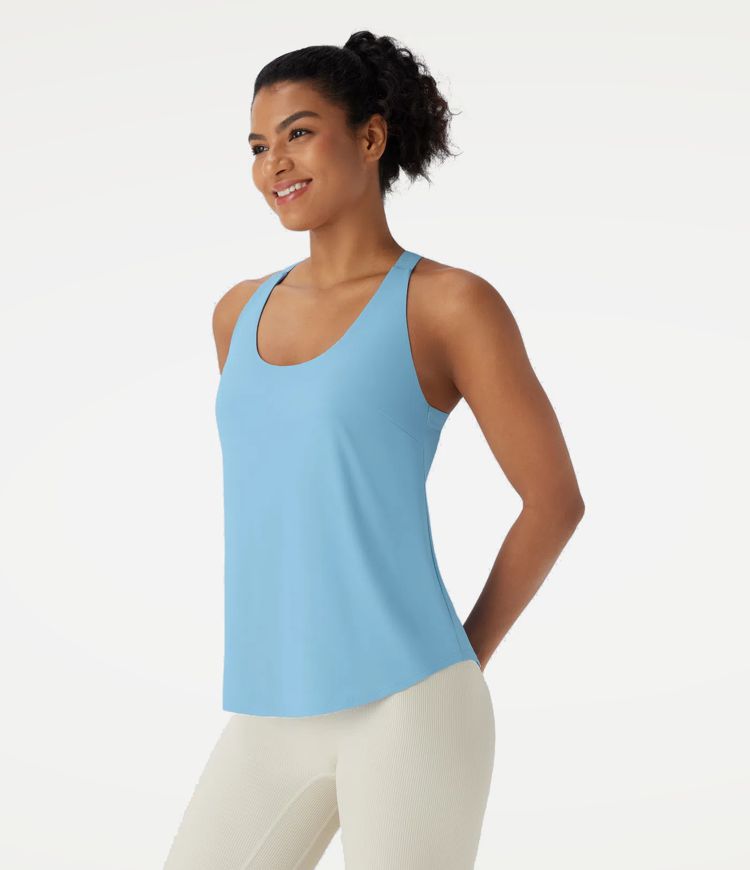 U Neck Curved Hem InstantCool Yoga Tank Top-UPF50+