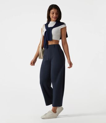 DayStretch High Waisted Barrel Leg Casual Pants with Pockets DayStretch High Waisted Barrel Leg Casual Pants with Pockets