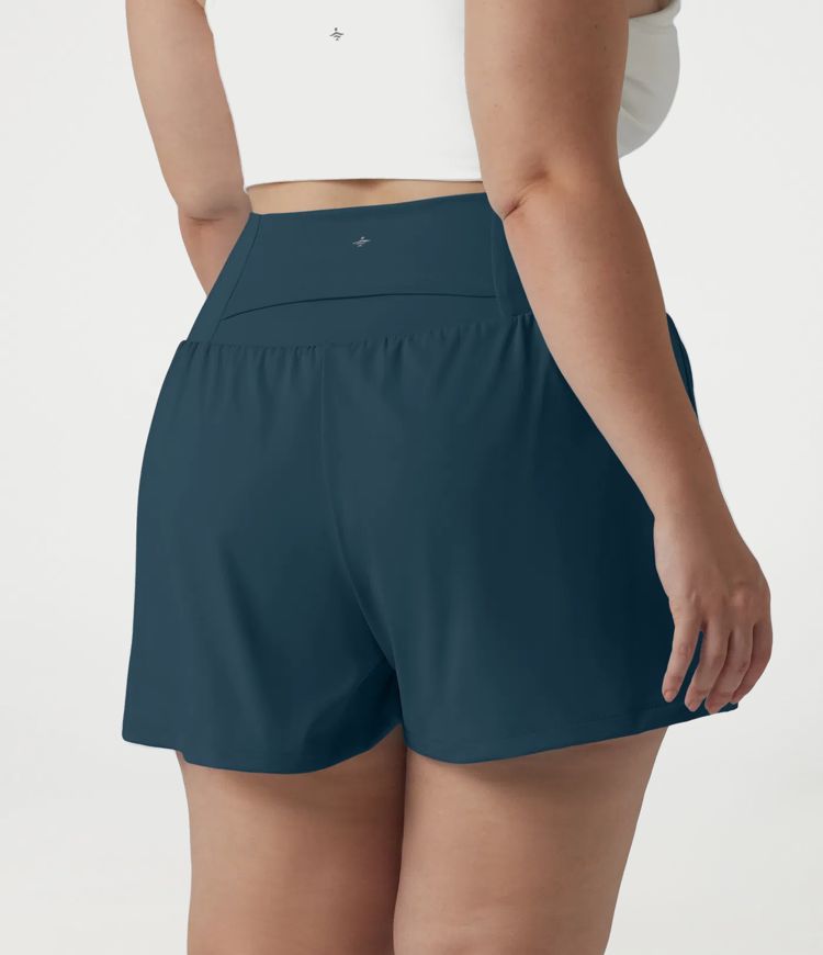 Shorts de yoga grande taille à taille extra-haute avec poche 2 en 1 — longueur plus longue de 4'' Shorts de yoga grande taille à taille extra-haute avec poche 2 en 1 — longueur plus longue de 4''