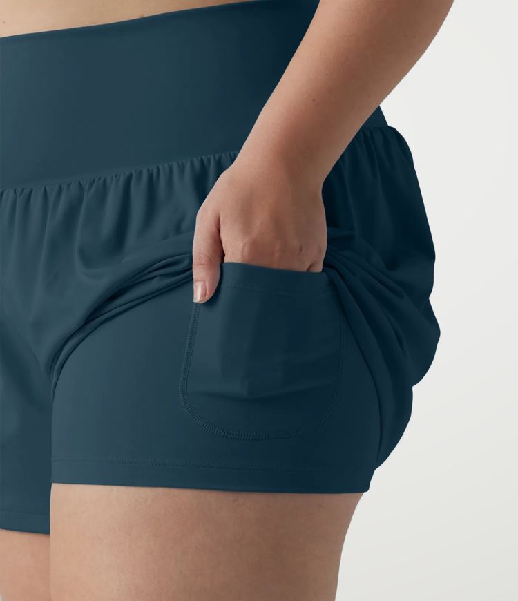 Shorts de yoga grande taille à taille extra-haute avec poche 2 en 1 — longueur plus longue de 4'' Shorts de yoga grande taille à taille extra-haute avec poche 2 en 1 — longueur plus longue de 4''