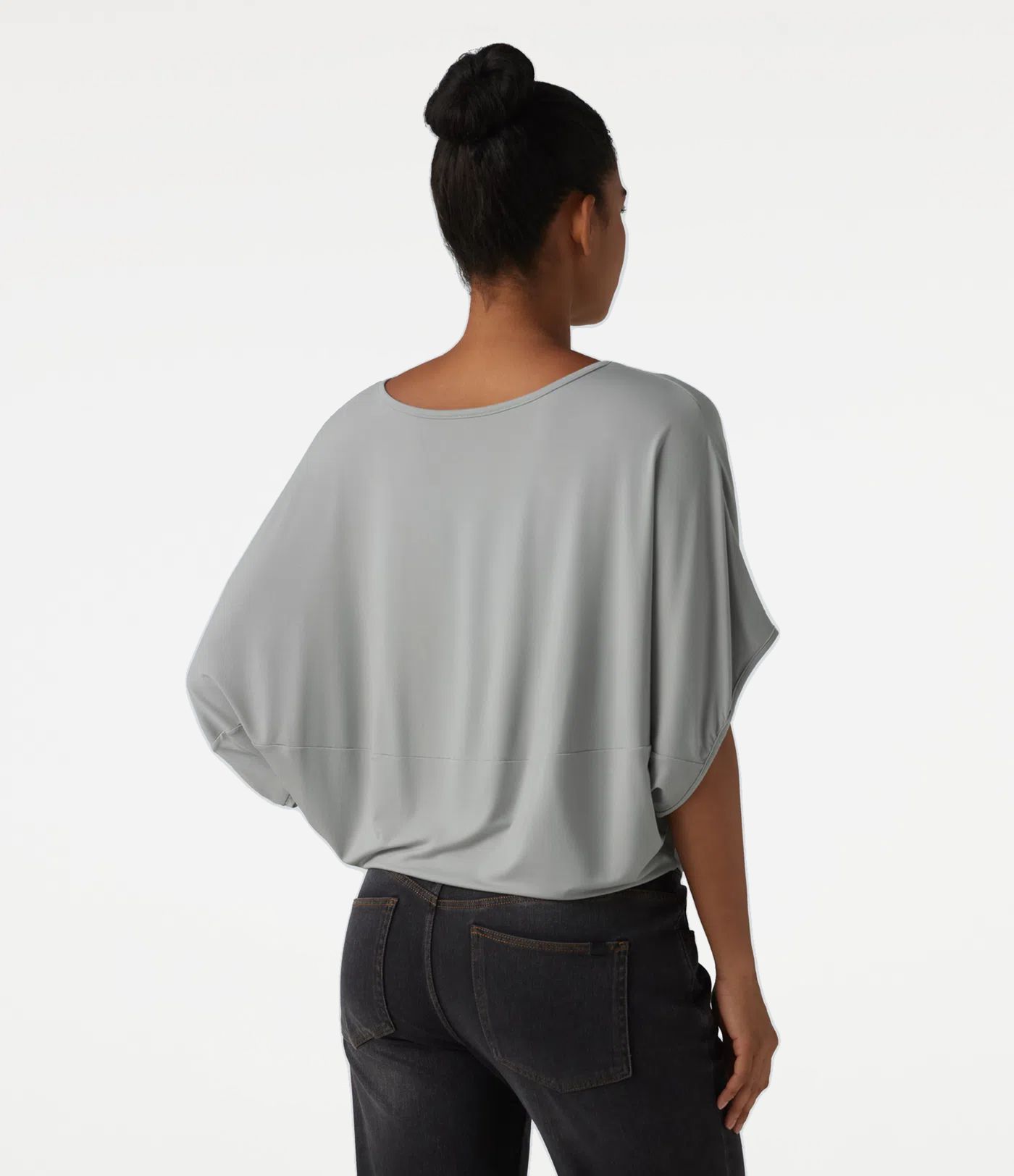 Round Neck Batwing Sleeve Relaxed Casual Top
