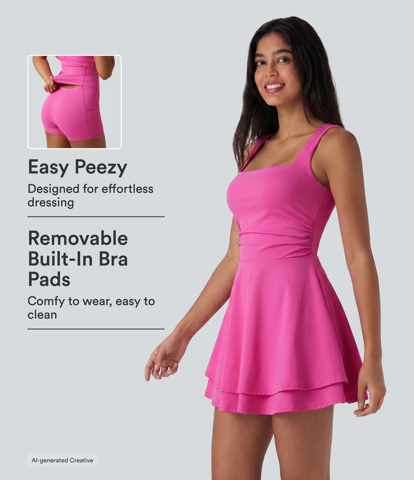 SoftlyZero™ Airy Square Neck Built-in Bra Sleeveless 2-in-1 Layered InstantCool Mini Yoga Active Dress with Pockets-Easy Peezy Edition SoftlyZero™ Airy Square Neck Built-in Bra Sleeveless 2-in-1 Layered InstantCool Mini Yoga Active Dress with Pockets-Easy Peezy Edition