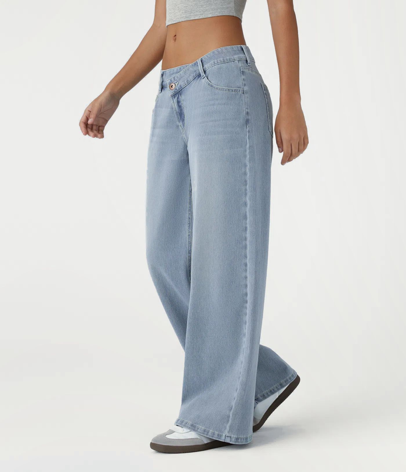 Halara Flex™ Asymmetric Low Rise Zipper Pockets Baggy Wide Leg Washed Casual Jeans Halara Flex™ Asymmetric Low Rise Zipper Pockets Baggy Wide Leg Washed Casual Jeans