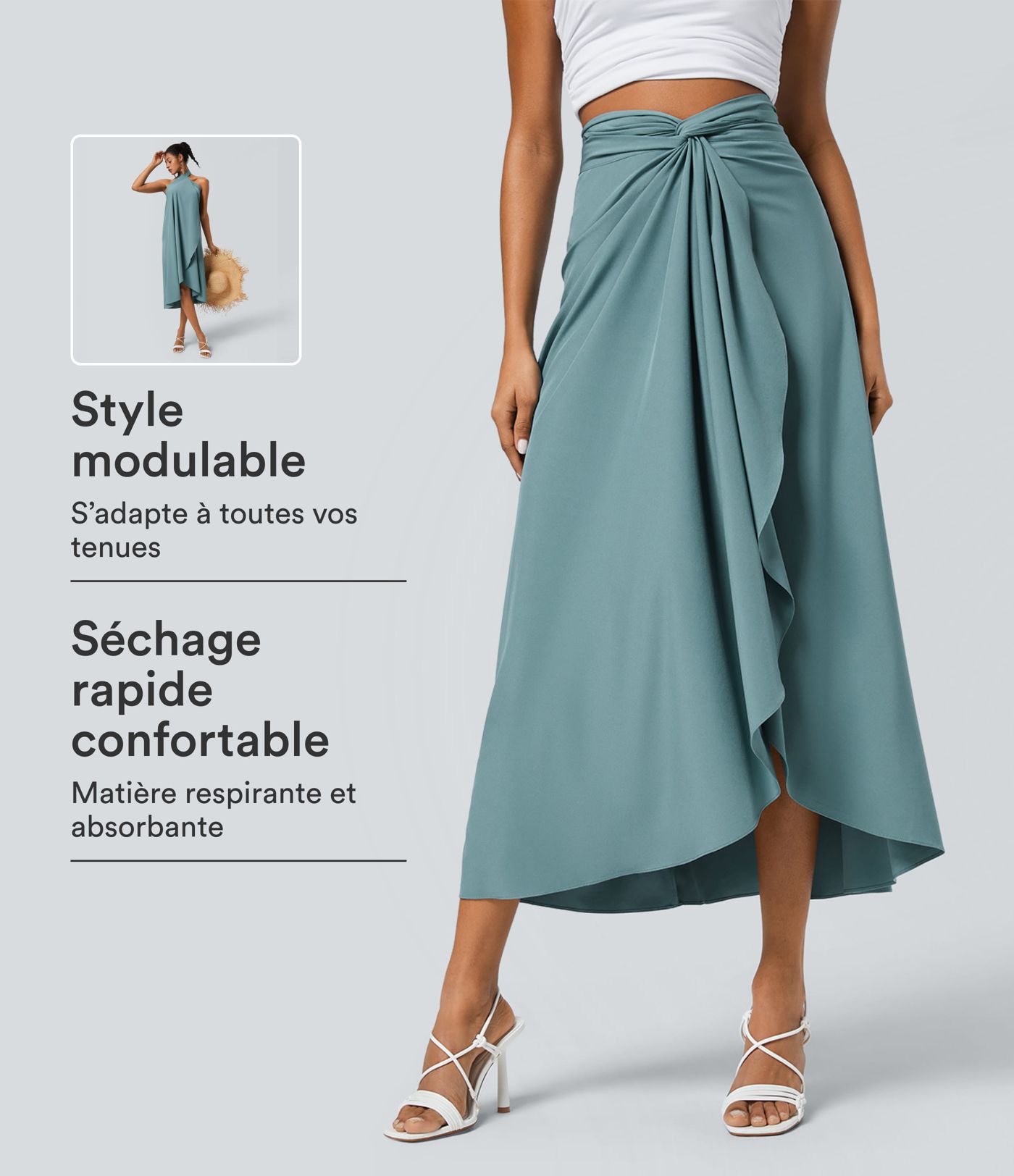 Breezeful™ falda envolvente de talle alto con lazada trasera, de secado rápido Breezeful™ falda envolvente de talle alto con lazada trasera, de secado rápido