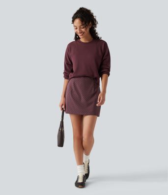 High Waisted 2-in-1 Polka Dot Velvet Mini Casual Skirt