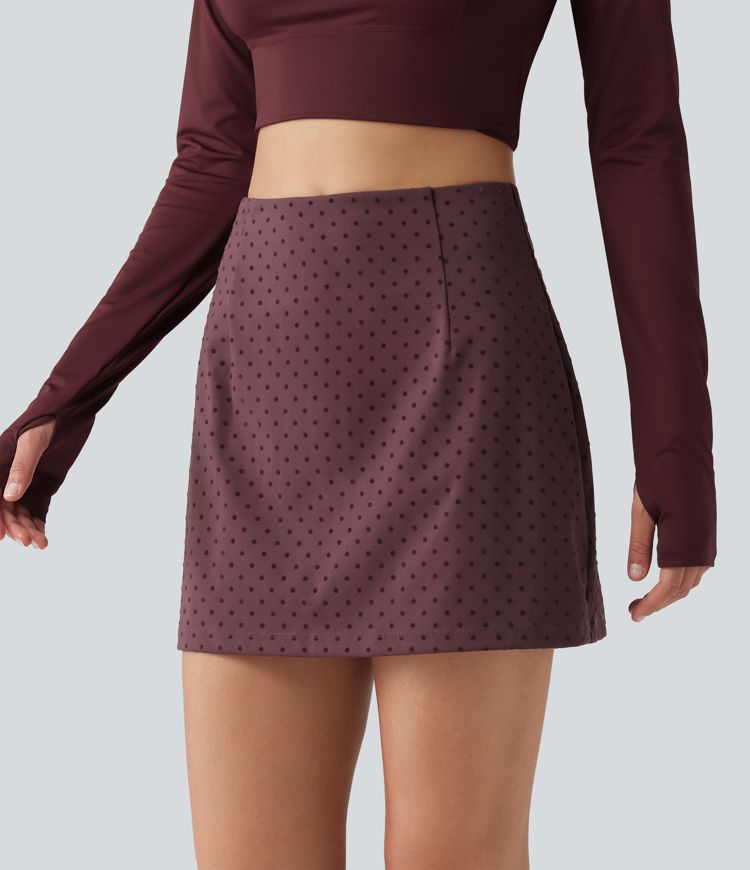 High Waisted 2-in-1 Polka Dot Velvet Mini Casual Skirt