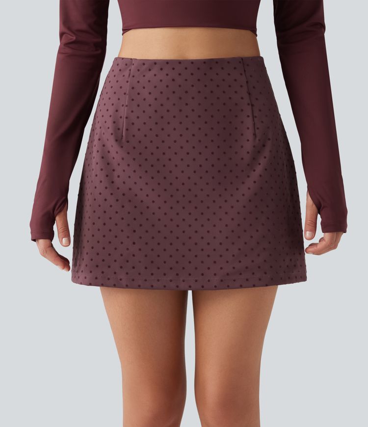 High Waisted 2-in-1 Polka Dot Velvet Mini Casual Skirt