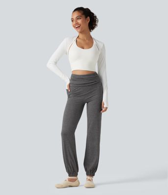 Geraffte Ballon-Joggers mit hohem Bund und Seitentaschen