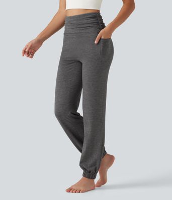 Geraffte Ballon-Joggers mit hohem Bund und Seitentaschen