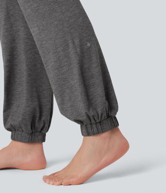 Geraffte Ballon-Joggers mit hohem Bund und Seitentaschen