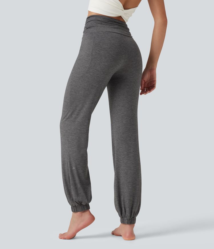 Geraffte Ballon-Joggers mit hohem Bund und Seitentaschen