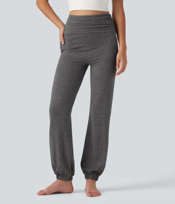 Geraffte Ballon-Joggers mit hohem Bund und Seitentaschen
