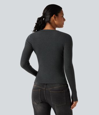 Arbeits-Pullover mit Henley-Ausschnitt, langen Ärmeln und Daumenloch