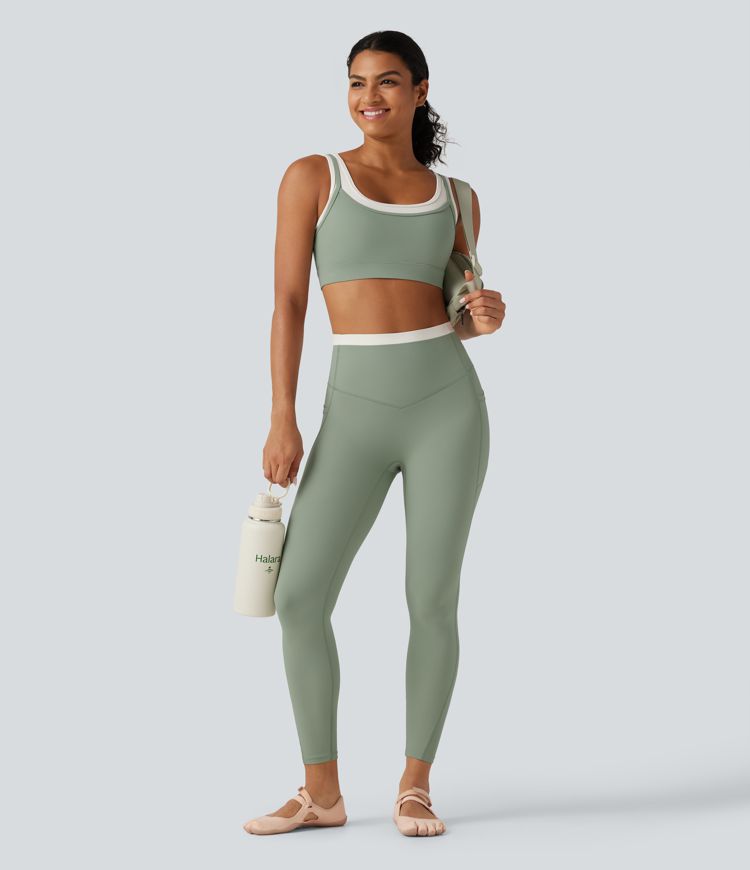 Halara UltraSculpt™ - Yoga-Sport-BH mit mittlerem Support, U-Ausschnitt, Farbblock und gedrehtem Design Halara UltraSculpt™ - Yoga-Sport-BH mit mittlerem Support, U-Ausschnitt, Farbblock und gedrehtem Design