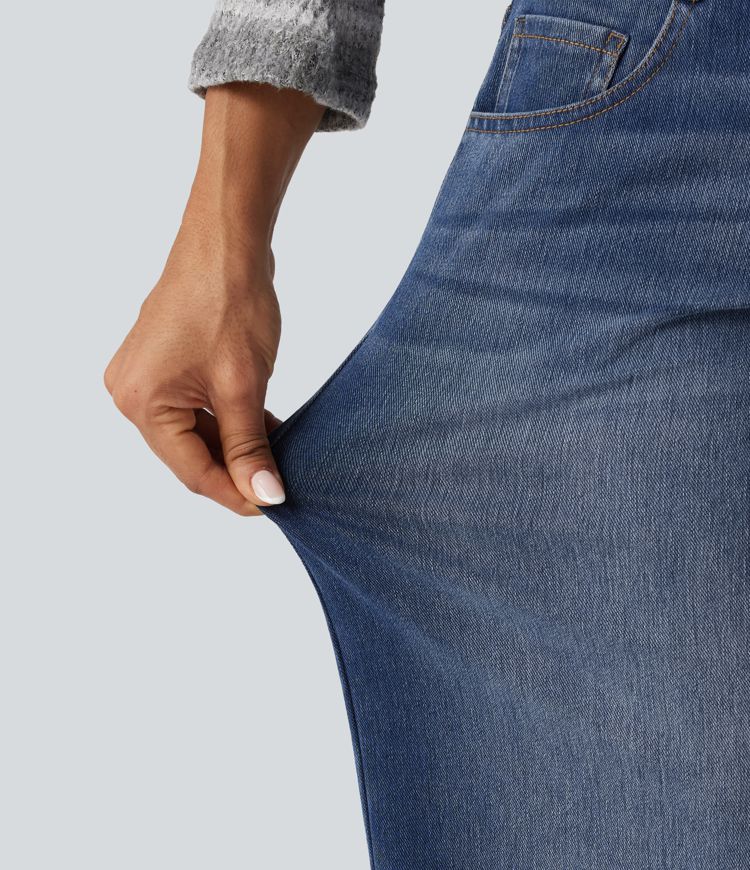 Halara Flex™ Niedrig geschnittene Jeans mit weitem Bein – lässig, mit Taschen Halara Flex™ Niedrig geschnittene Jeans mit weitem Bein – lässig, mit Taschen