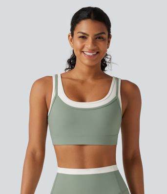 Halara UltraSculpt™ - Yoga-Sport-BH mit mittlerem Support, U-Ausschnitt, Farbblock und gedrehtem Design Halara UltraSculpt™ - Yoga-Sport-BH mit mittlerem Support, U-Ausschnitt, Farbblock und gedrehtem Design