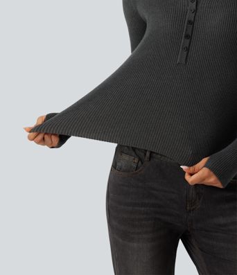 Arbeits-Pullover mit Henley-Ausschnitt, langen Ärmeln und Daumenloch
