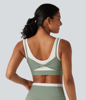 Halara UltraSculpt™ - Yoga-Sport-BH mit mittlerem Support, U-Ausschnitt, Farbblock und gedrehtem Design Halara UltraSculpt™ - Yoga-Sport-BH mit mittlerem Support, U-Ausschnitt, Farbblock und gedrehtem Design