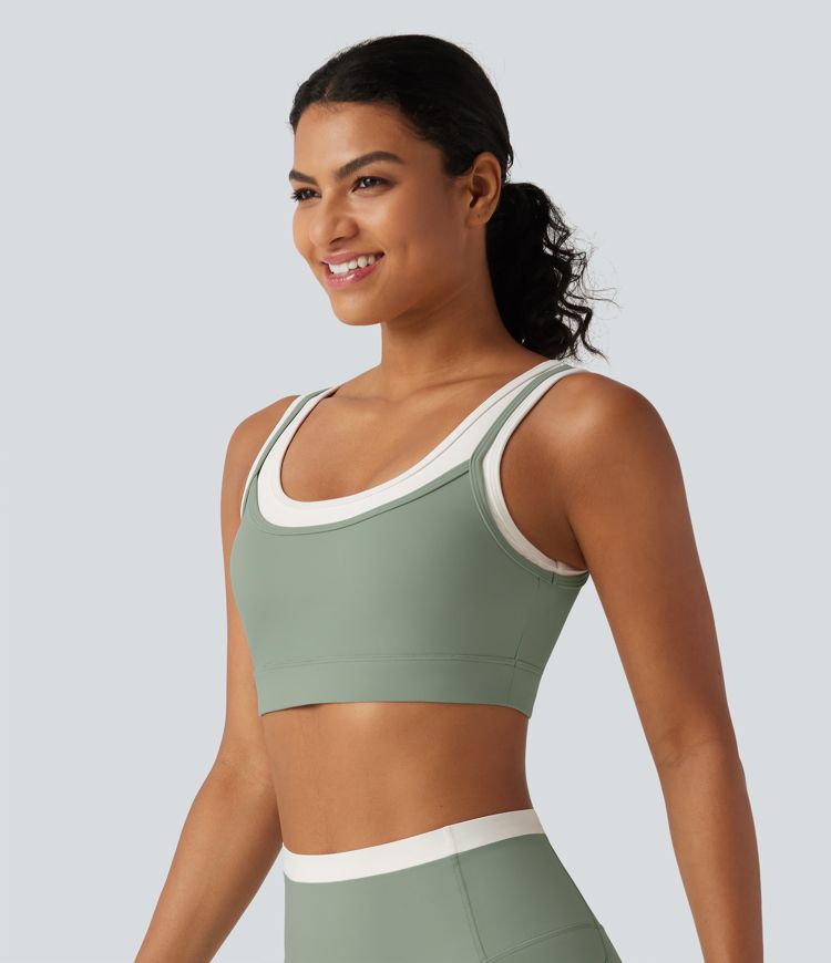 Halara UltraSculpt™ - Yoga-Sport-BH mit mittlerem Support, U-Ausschnitt, Farbblock und gedrehtem Design Halara UltraSculpt™ - Yoga-Sport-BH mit mittlerem Support, U-Ausschnitt, Farbblock und gedrehtem Design