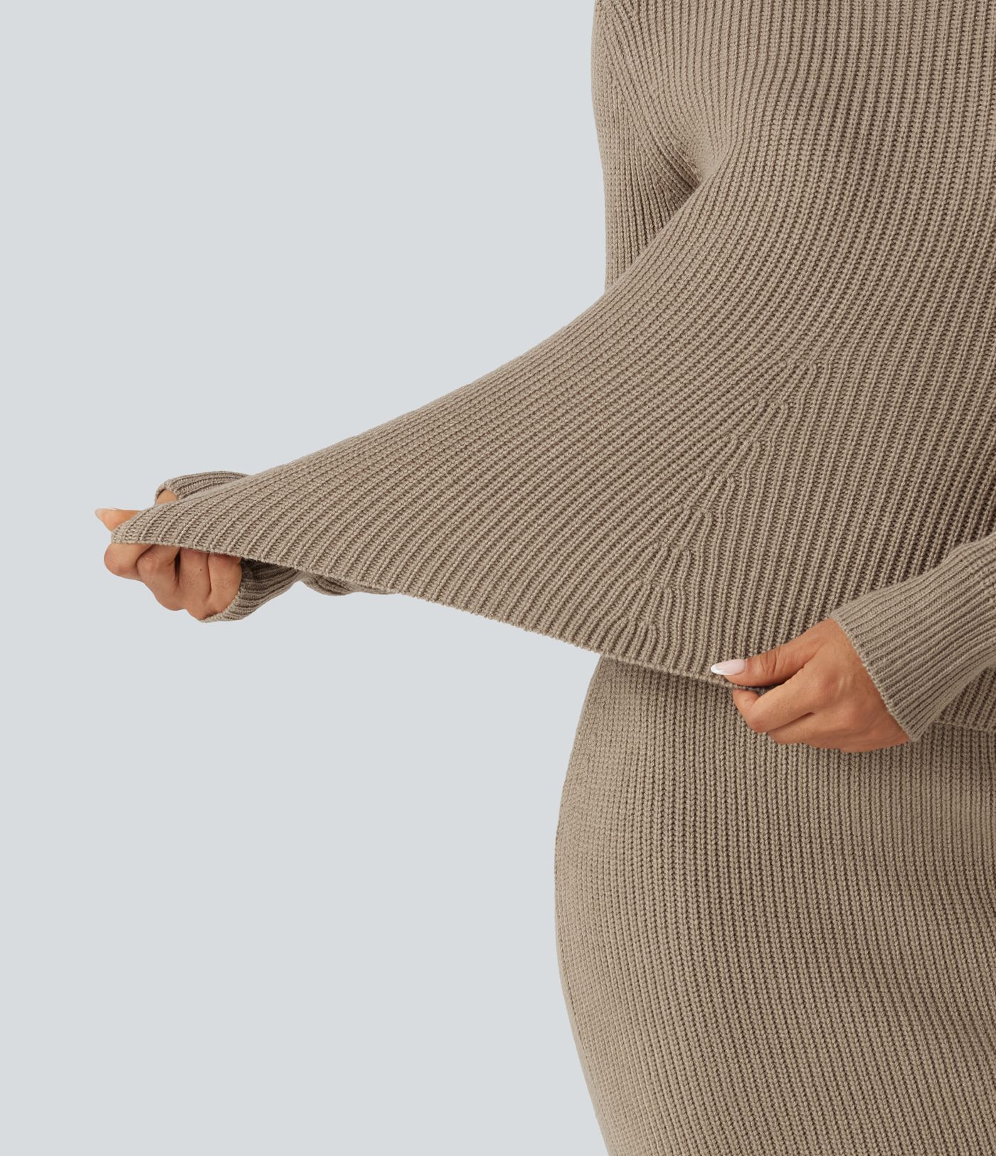 Round Neck Long Sleeve Ruffle Hem Work Sweater Round Neck Long Sleeve Ruffle Hem Work Sweater