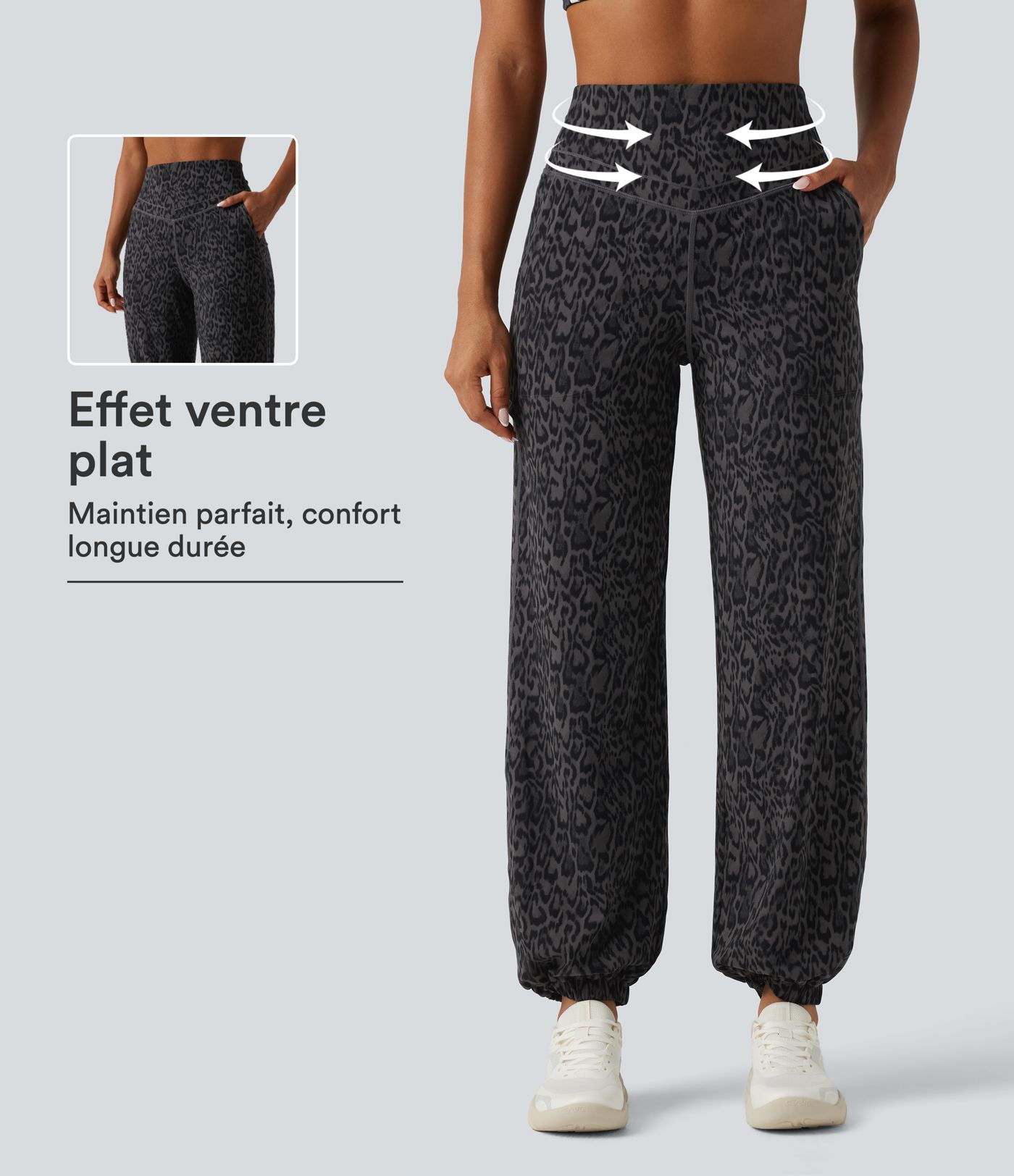 Jogging de yoga Halara UltraSculpt™ taille haute gainant imprimé léopard avec poches Jogging de yoga Halara UltraSculpt™ taille haute gainant imprimé léopard avec poches