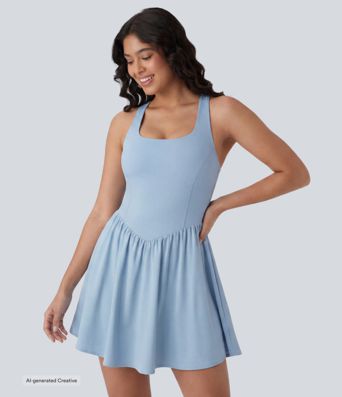 Breezeful™ Corset mini-robe active 2-en-1 avec poche, séchage rapide, tissu fluide, pour pickleball — longueur allongée Breezeful™ Corset mini-robe active 2-en-1 avec poche, séchage rapide, tissu fluide, pour pickleball — longueur allongée