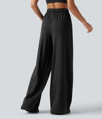 Pantalon de tennis taille mi-haute à cordon, coupe droite, tissu InstantCool à rayures, avec poches
