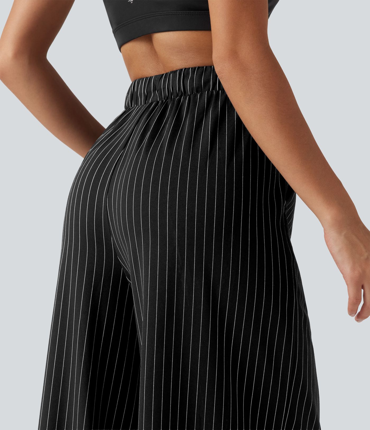 Pantalon de tennis taille mi-haute à cordon, coupe droite, tissu InstantCool à rayures, avec poches