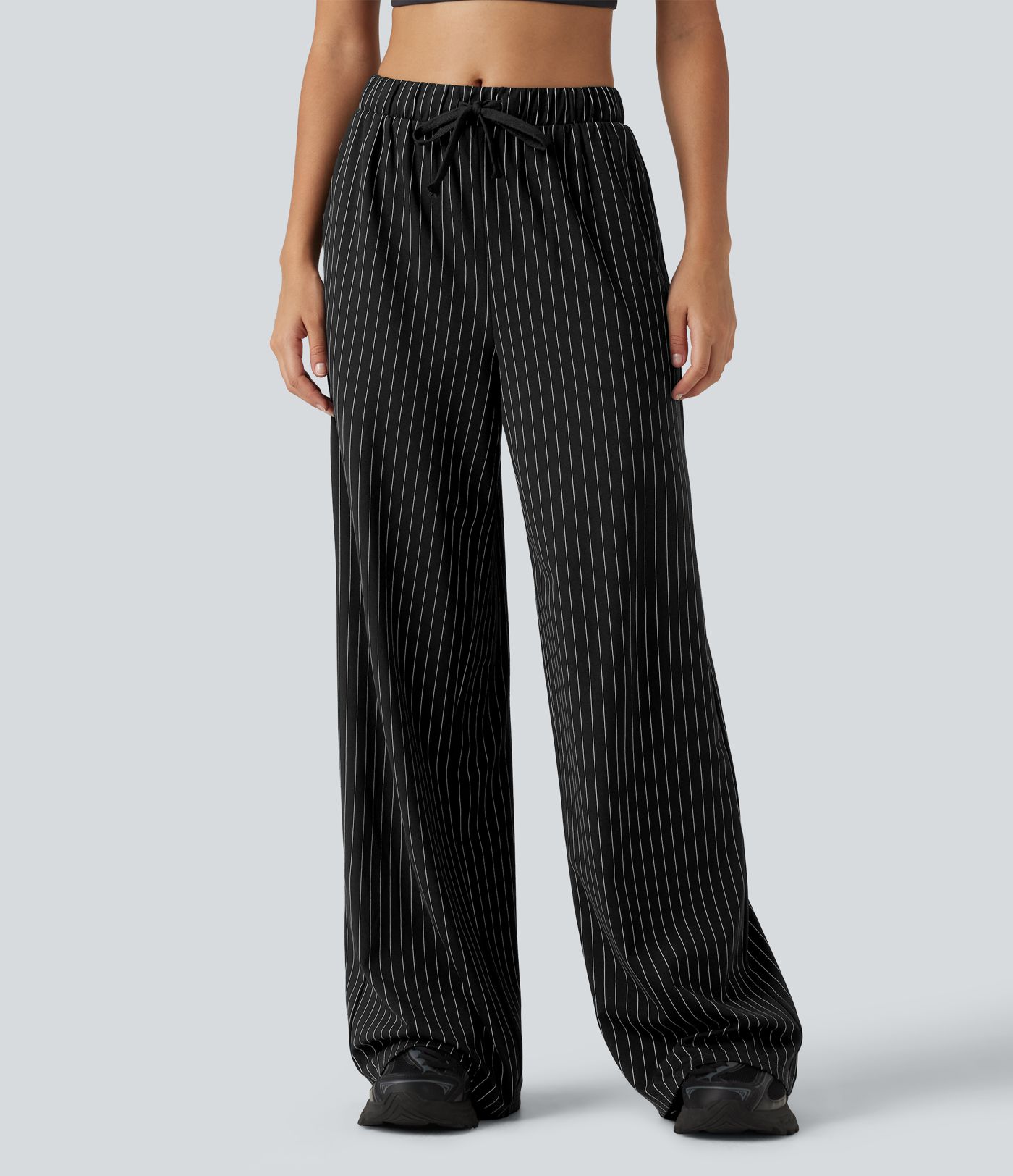 Pantalon de tennis taille mi-haute à cordon, coupe droite, tissu InstantCool à rayures, avec poches