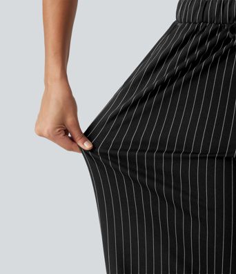 Pantalon de tennis taille mi-haute à cordon, coupe droite, tissu InstantCool à rayures, avec poches