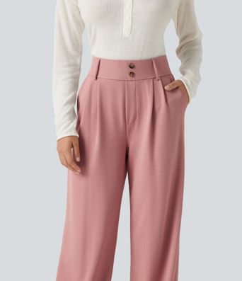 Halara Flex™ - Stoffhose mit hohem Bund, Seitentaschen, Waffelstoff und geradem Bein