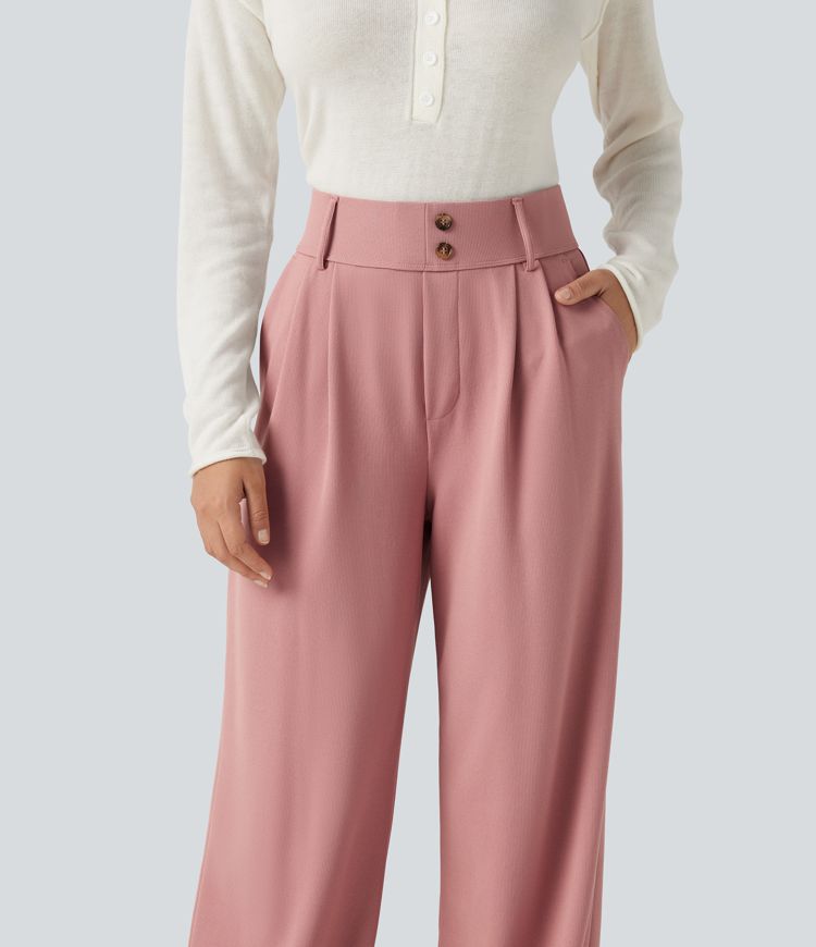 Halara Flex™ - Stoffhose mit hohem Bund, Seitentaschen, Waffelstoff und geradem Bein