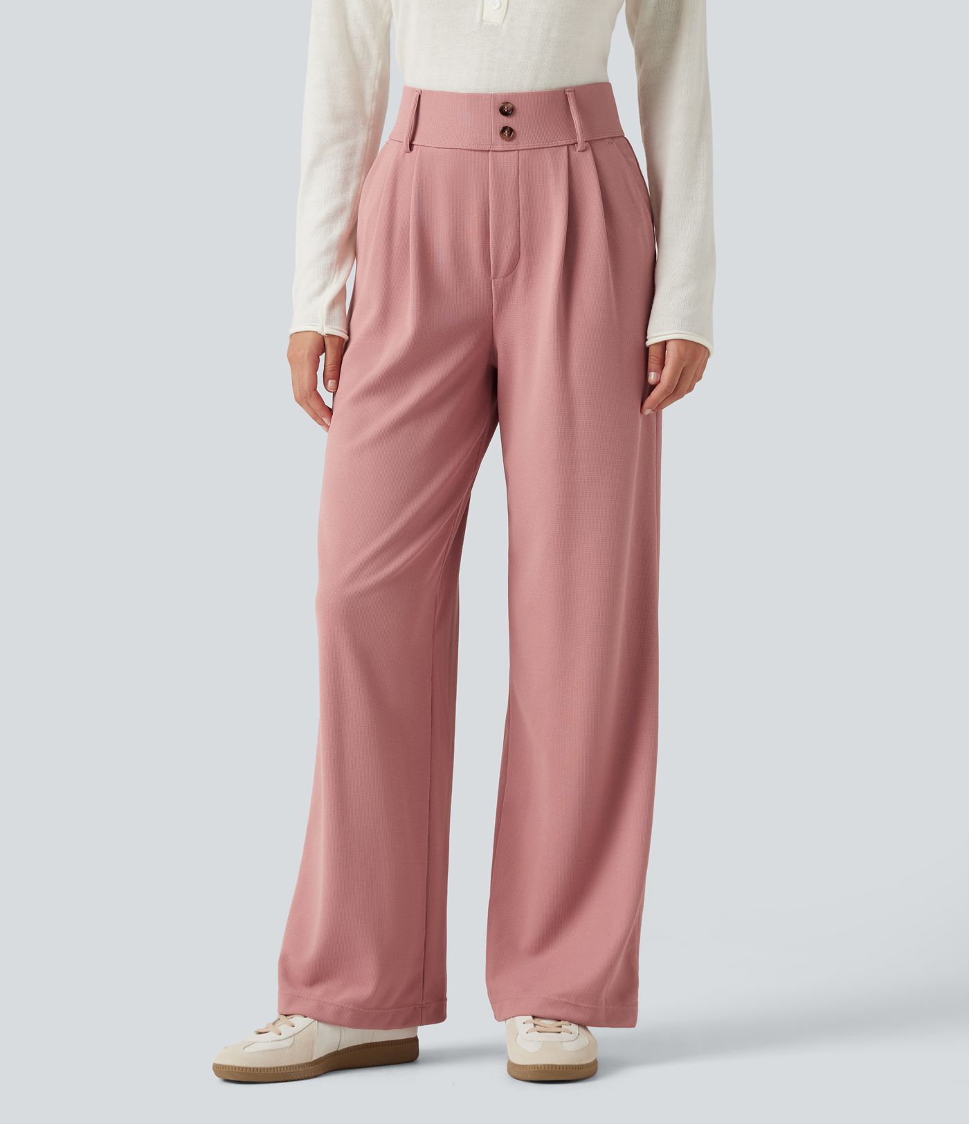 Halara Flex™ - Stoffhose mit hohem Bund, Seitentaschen, Waffelstoff und geradem Bein