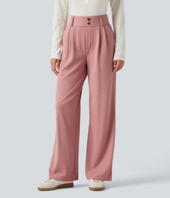 Halara Flex™ - Stoffhose mit hohem Bund, Seitentaschen, Waffelstoff und geradem Bein