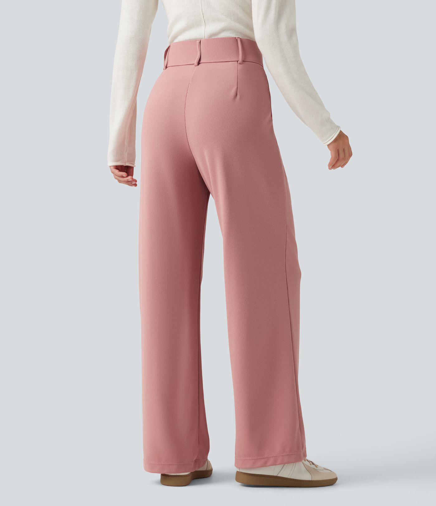 Halara Flex™ - Stoffhose mit hohem Bund, Seitentaschen, Waffelstoff und geradem Bein