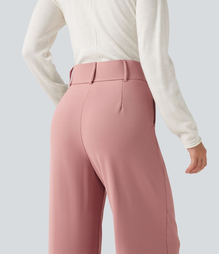 Halara Flex™ - Stoffhose mit hohem Bund, Seitentaschen, Waffelstoff und geradem Bein