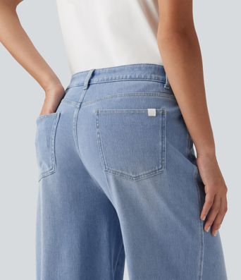 Halara Flex™ Mid Rise Wide Leg Casual Jeans with Pockets