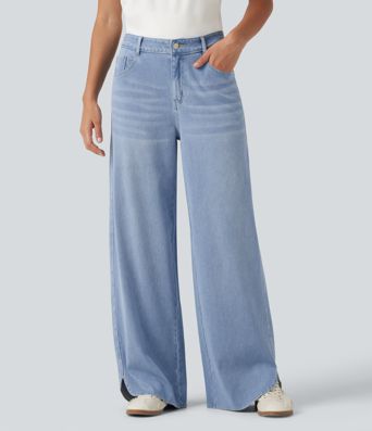 Halara Flex™ Mid Rise Wide Leg Casual Jeans with Pockets