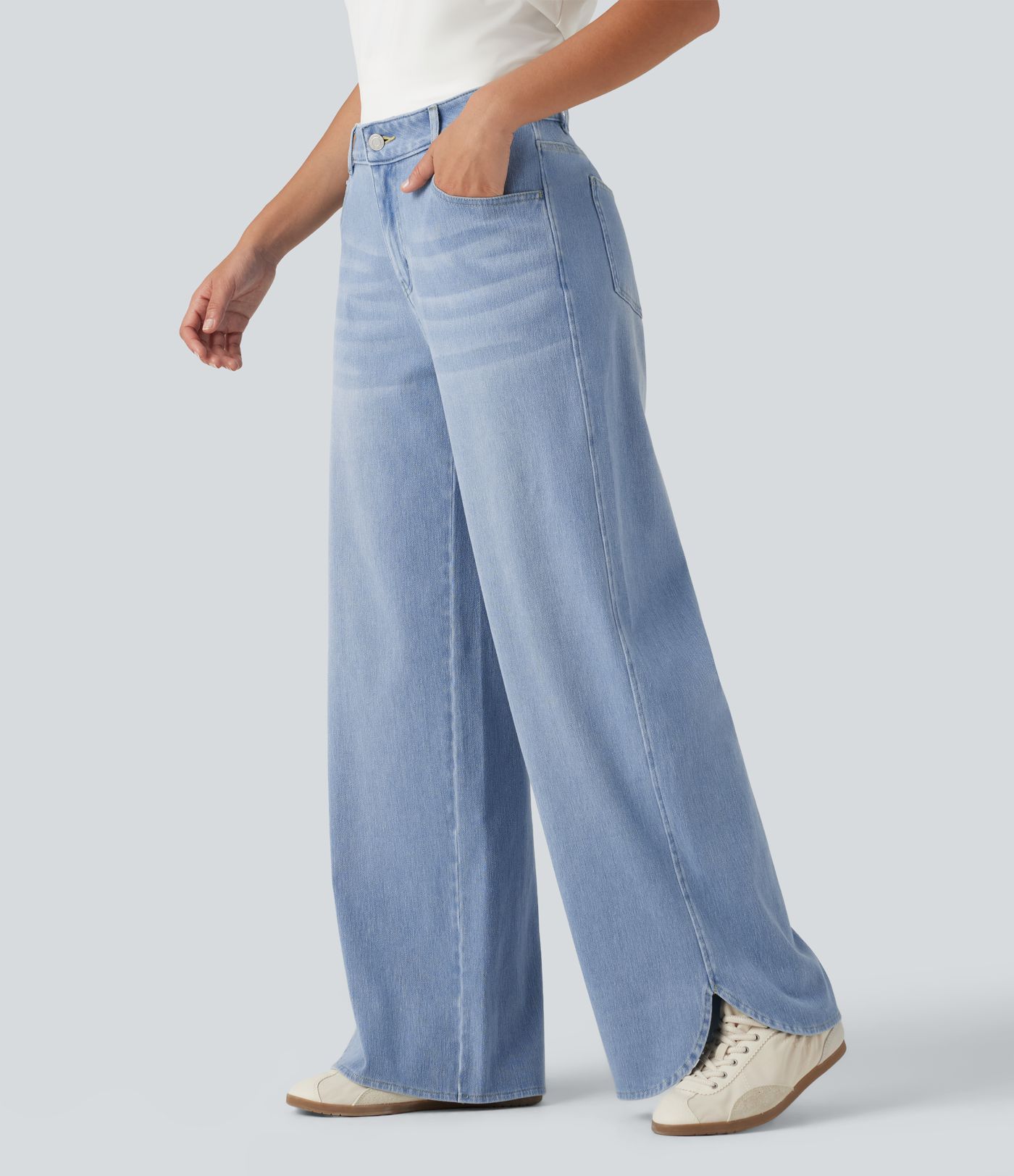 Halara Flex™ Mid Rise Wide Leg Casual Jeans with Pockets
