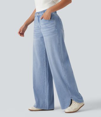 Halara Flex™ Mid Rise Wide Leg Casual Jeans with Pockets