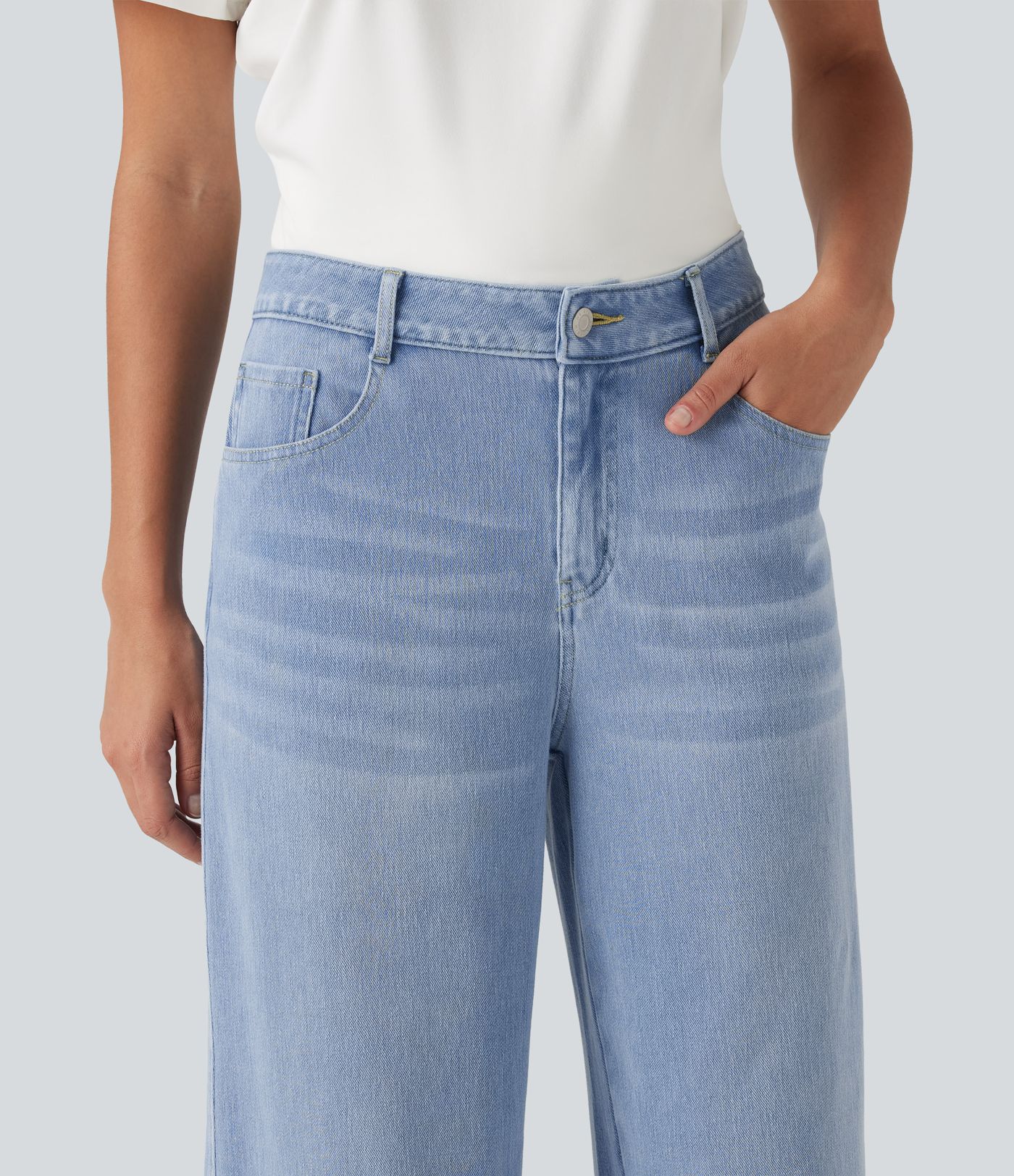 Halara Flex™ Mid Rise Wide Leg Casual Jeans with Pockets